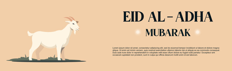 Fototapeta premium Selamat Idul Adha.Translation: Happy Eid Al Adha Mubarak. Eid al-Adha Greeting with typography and goat illustration