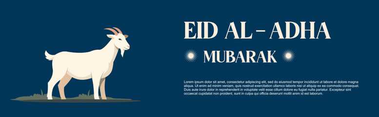 Selamat Idul Adha.Translation: Happy Eid Al Adha Mubarak. Eid al-Adha Greeting with typography and goat illustration © Muhammad