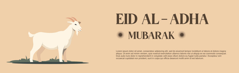 Fototapeta premium Selamat Idul Adha.Translation: Happy Eid Al Adha Mubarak. Eid al-Adha Greeting with typography and goat illustration