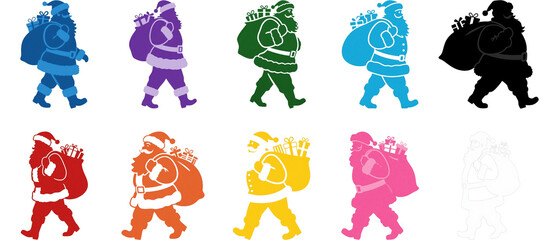 サンタクロース　クリスマス　人物　イラスト　シルエット