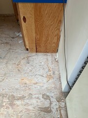 A fridge moved in a kitchen