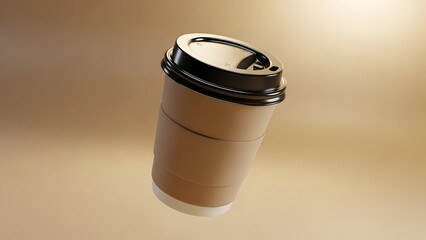 Minimal coffee cup illustration in floating 3D view