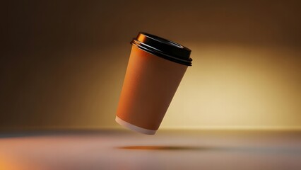 Stylish floating coffee cup template for cafe branding