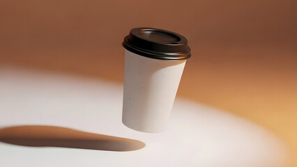 Floating coffee mug branding template in minimalist style