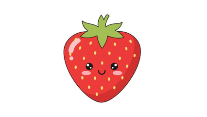 Cute Kawaii Strawberry Character with Happy Face