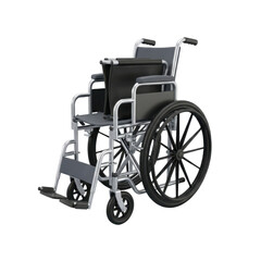 Fototapeta premium Gray And Black Folding Wheelchair With Chrome Accents On Transparent Background