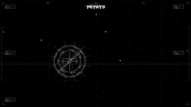 A military graphical user interface with various hud elements. It is set against a dark background and used for science fiction projects.