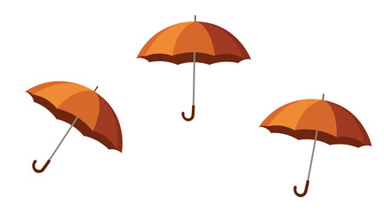 Fototapeta premium Orange Umbrella Icons Set Isolated on White Background