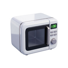 Fototapeta premium Retro White Microwave Oven Displaying 1 30 With Transparent Background