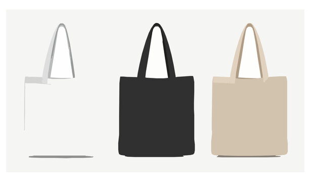 Reusable Fabric Tote Bag Mockup Vector for Branding and E-Commerce