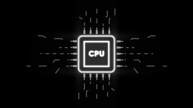 Central Processing Unit C P U Microchip Glowing Neon Circuit Board Technology Concept computer chip