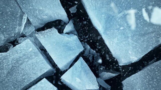 Super Slow Motion Shot of Ice Breaking at 1000 fps.