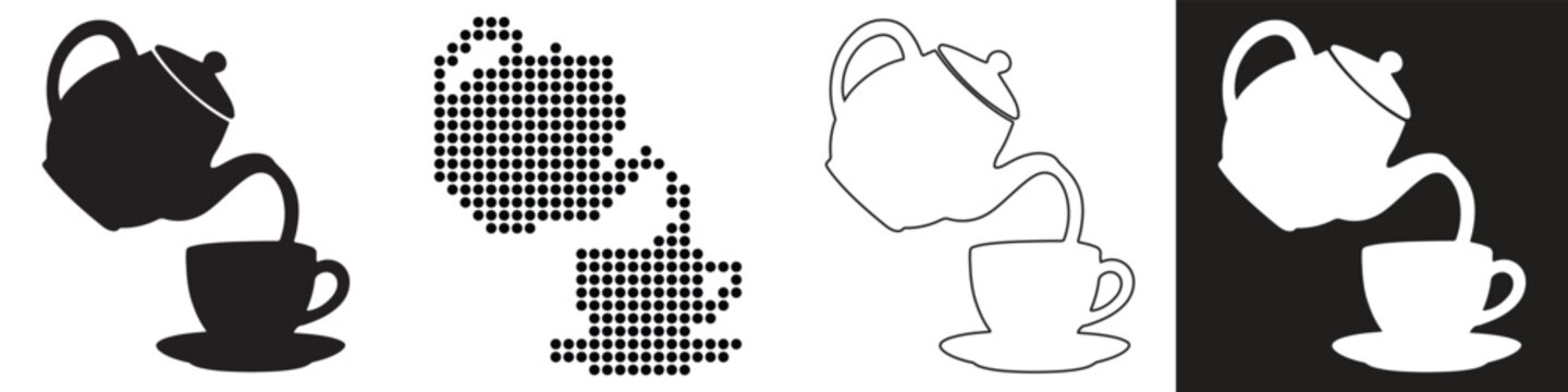 Teapot pouring tea into cup