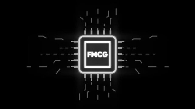 Glowing F M C G Microchip Circuit Board Animation Technology Background FMCG neon