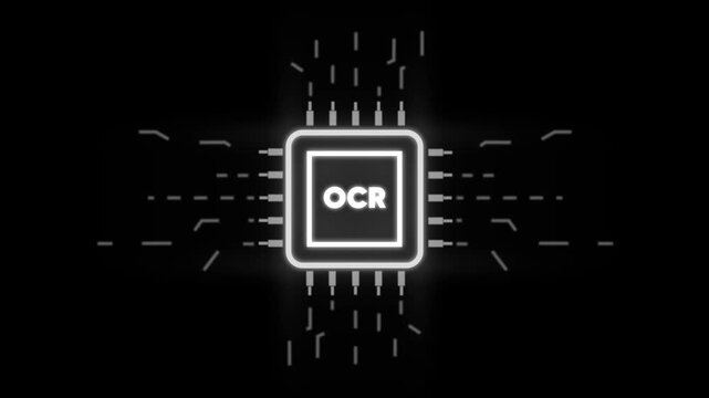 Glowing O C R Microchip Optical Character Recognition Technology Concept