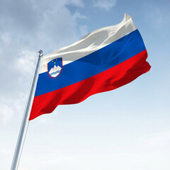 The flag of Slovenia flies on the flagpole