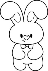 Fototapeta premium Easter cartoon, bunny, spring flowers, tangible elements, hand-drawn illustrations.