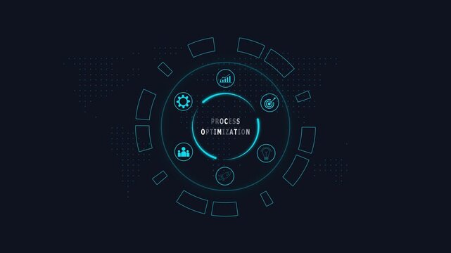 Process Optimization Concept with Infographic on Dark Background business process workflow optimization