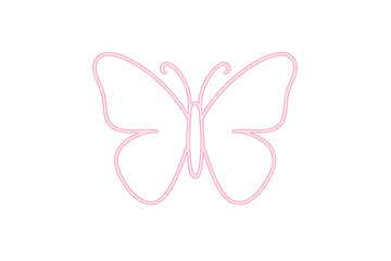 Fototapeta premium Pink glowing neon light butterfly sign