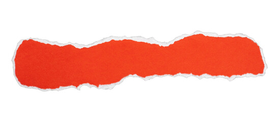 Orange torn paper long strip banner, isolated on transparent background