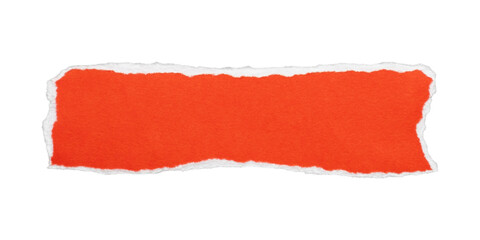 Orange torn paper rectangle note with ripped edges, isolated on transparent background