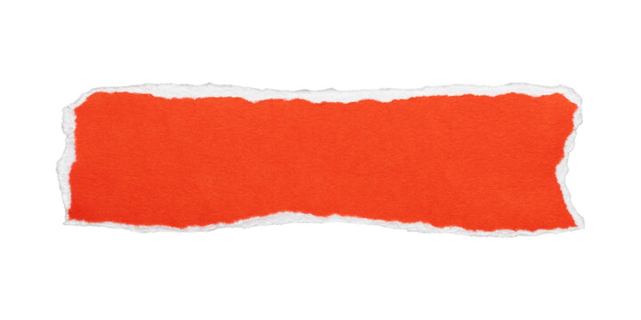 Orange torn paper rectangle note with ripped edges, isolated on transparent background