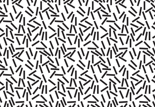 Seamless pattern with black hand-drawn dashes on white background, minimalist abstract texture.

