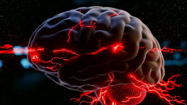 brain with heartbeat waveform overlay, vivid D animation pairing cortical activity with ECG pulse lines, biofeedback visualization for neurocardiology demos, monitoring and wearable sensor