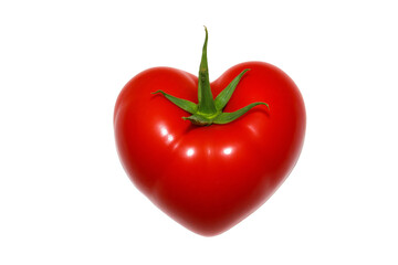 Vibrant Red Heart Shaped Tomato Isolated on White for Healthy Eating Love Wellness Food Marketing and Valentine's Day Design, Isolated on White Background, PNG