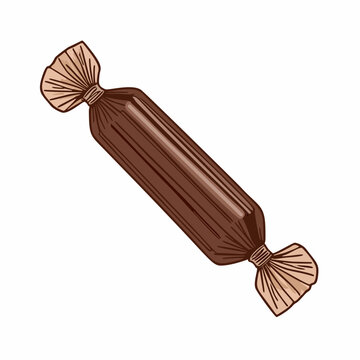 Traditional Wrapped Brown Sweet Candy or Dodol Vector Illustration