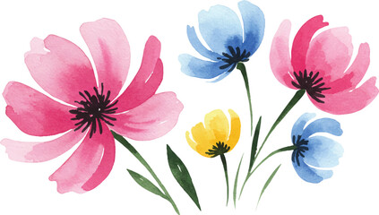 Vibrant flowers in full bloom, a beautiful illustration of nature's splendor from a close-up viewpoint