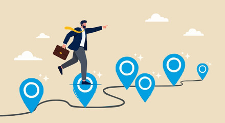 Business Man With Map Points