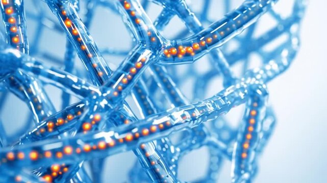 Ai medical scan hud glowing nanotech lattice mesh network futuristic diagnostic technology concept background dna biotech neon blue digital mesh science molecule structure for healthcare