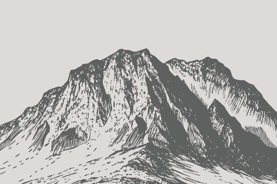 Trendy Retro Mountain for a grunge punk Y2K collage design set vector illustration. mountain Brutalist loud vintage photocopy background with mound. Eps 10