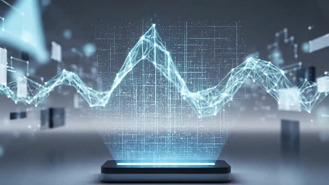 Abstract digital graph with connected dots and lines, representing data analysis and technology.
