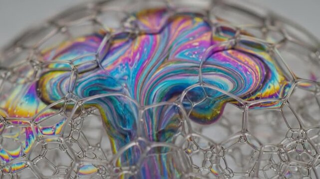 Oil Spill on Water Surface Rainbow Colors.