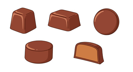 Fototapeta premium Delicious assorted chocolate candies in modern illustration