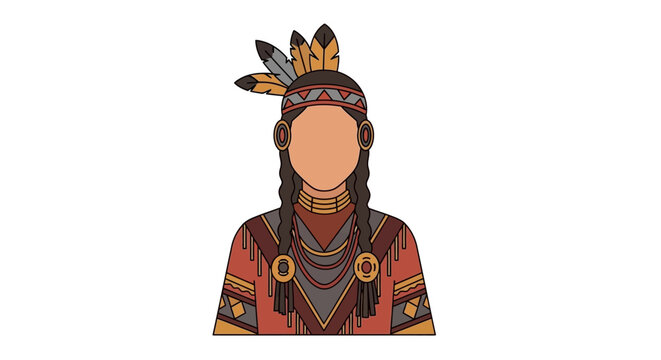 Illustration of a Native American wearing traditional tribal clothing
