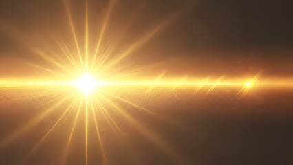 Obraz premium bright sun light, golden flare on the horizon