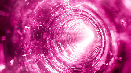 ピンク色のキャンディーような質感の壁に囲まれたトンネル