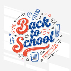 The flat design for Back-to-School retro lettering. The poster is designed to convey a sense of excitement and anticipation for the upcoming school year.