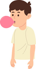 Fototapeta premium Boy Chewing Bubble Gum to Reduce Stomach Pain