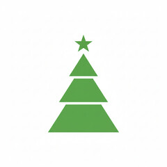 Fototapeta premium Minimalist Green Christmas Tree with Star Icon