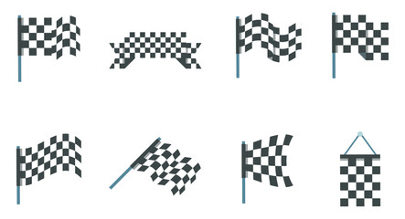 Obraz premium Set of checkered flags representing victory and competition
