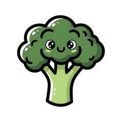 Obraz premium Cartoon Broccoli Character with Smiling Face.