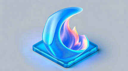 Fototapeta premium A vibrant blue flame with water droplets on a light background