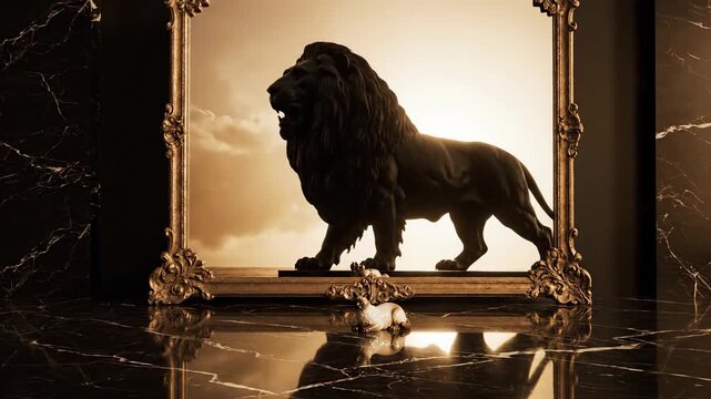 lion in water
