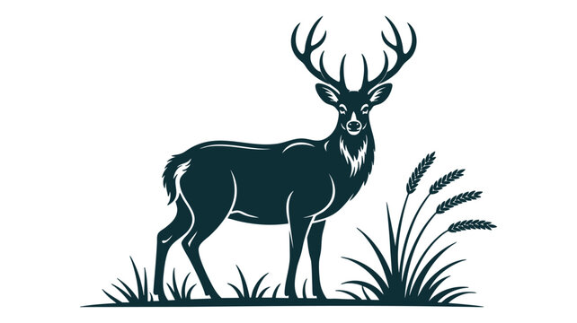 Stylized deer in nature illustration