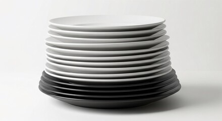 Obraz premium Stack of White and Black Plates.