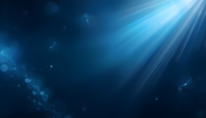Dramatic blue light beam shining through dark space with bokeh effect